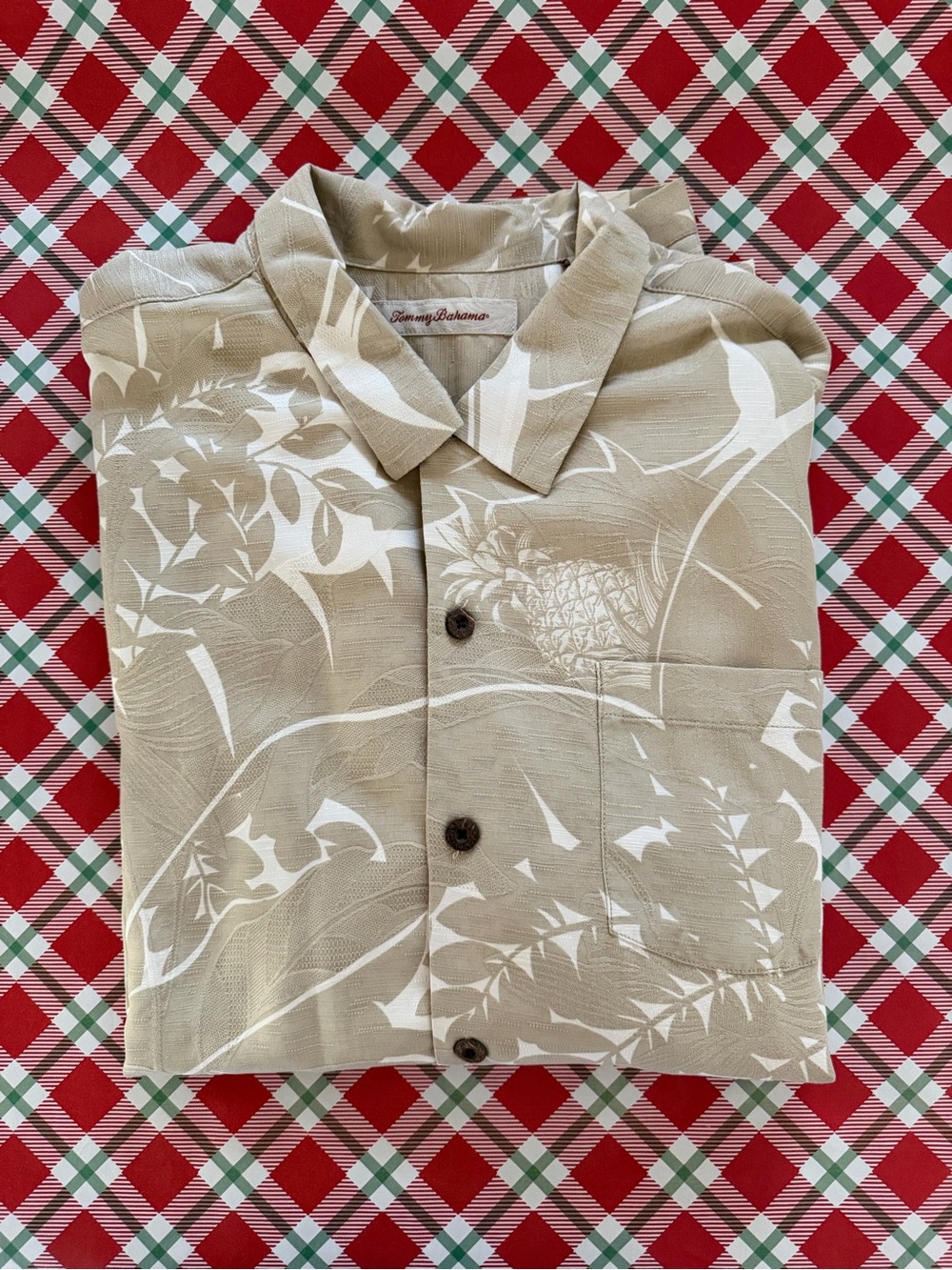 Tommy Bahama Sand & White Tropical Print Camp XL Men Shirt